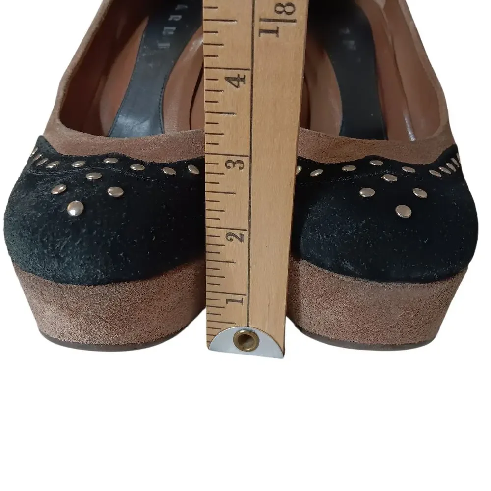 Retro Y2K Marni Platform Studded Suede High Heels 38 Punk Avant‎ Garde Coquette